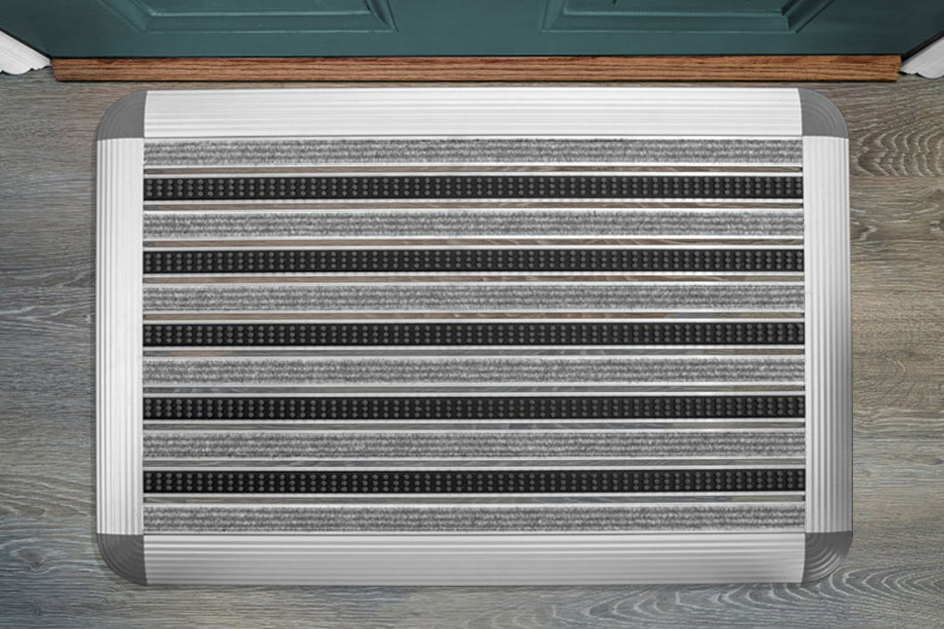 Fußabtreter »Homeline Classic-Work« GRAU – Aluminiumprofil mit Bürste/Rips